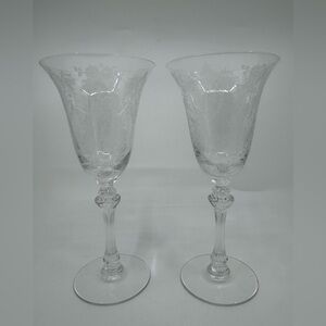 Tiffin Cherokee Rose Water Goblets Set Of 2 *READ*